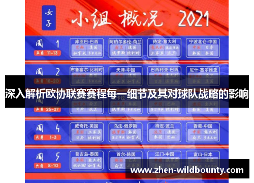 深入解析欧协联赛赛程每一细节及其对球队战略的影响 深入解析欧协联赛赛程每一细节及其对球队战略的影响