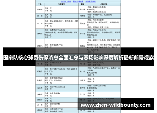 国家队核心球员伤停消息全面汇总与赛场影响深度解析最新前景观察 国家队核心球员伤停消息全面汇总与赛场影响深度解析最新前景观察